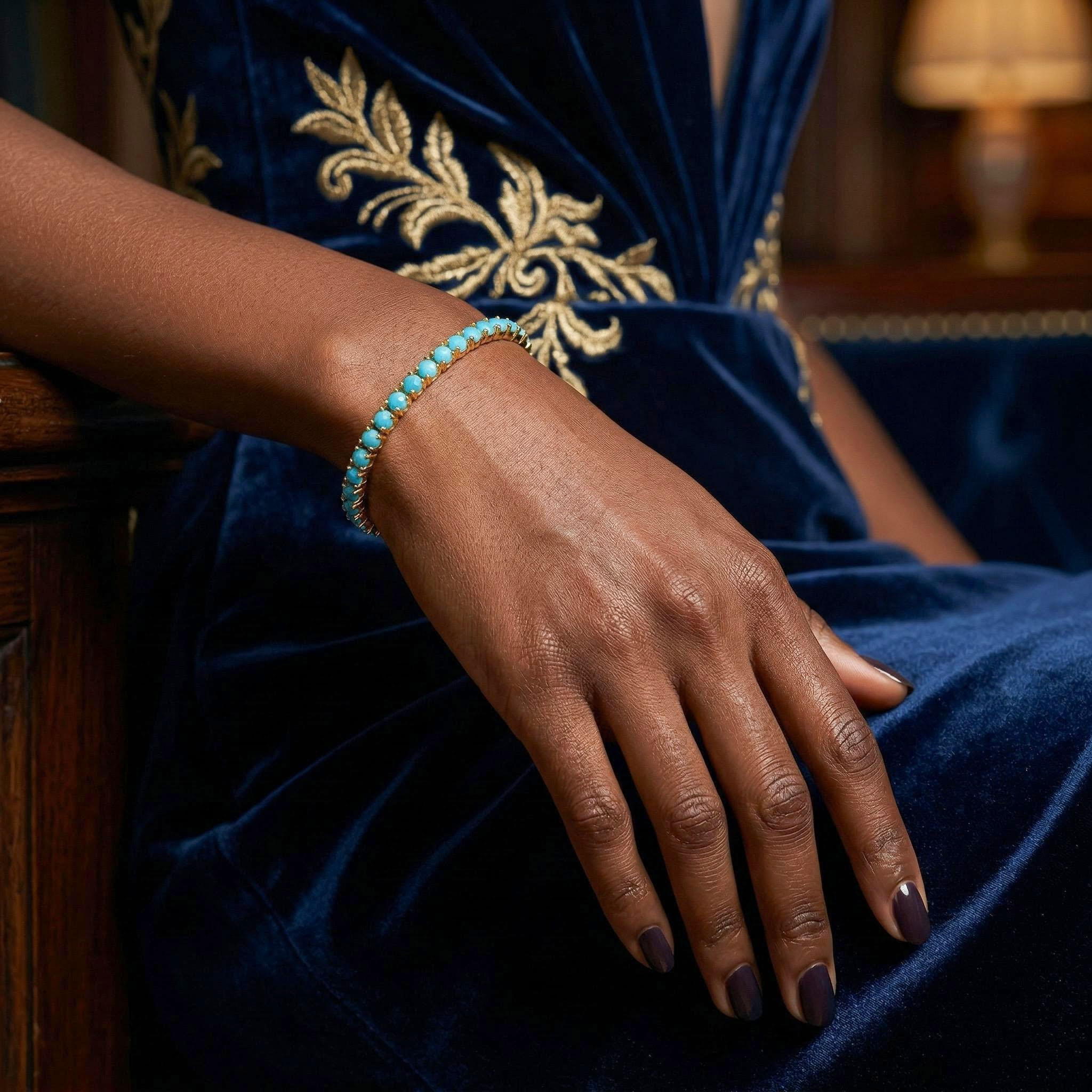 3mm Turquoises Paved Tennis Chain Bracelet