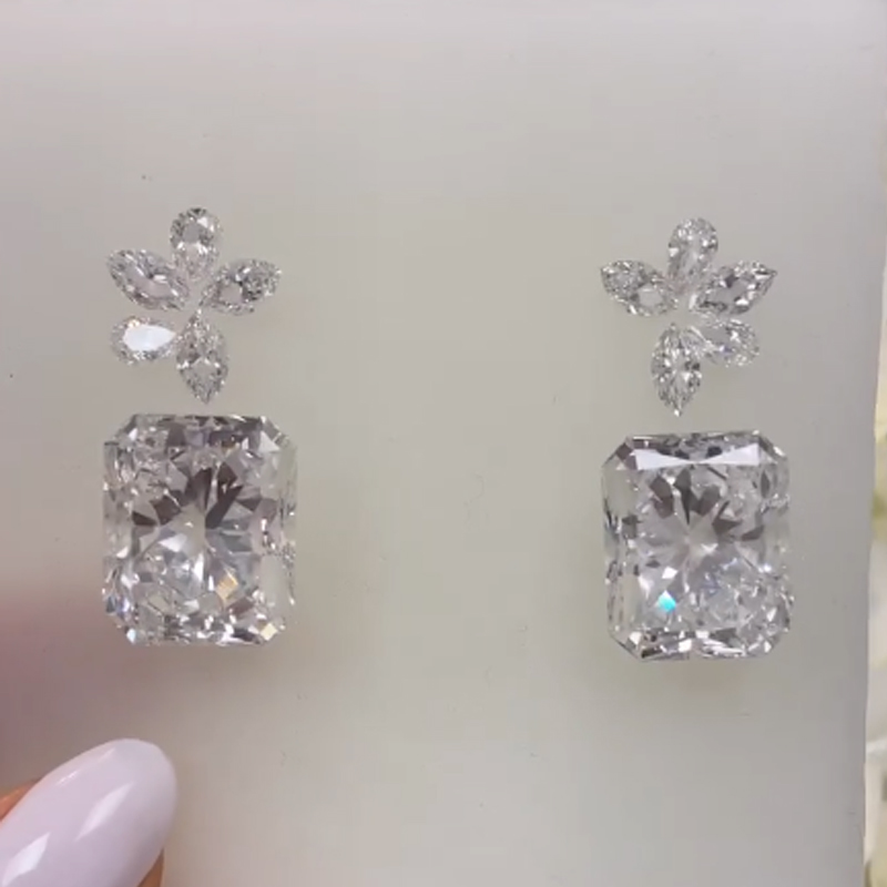 Elegant Radiant Diamond S925 Silver Flower Earrings