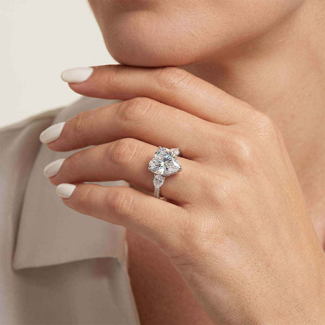  3-Stones Forever Love Heart Cut S925 Silver Ring