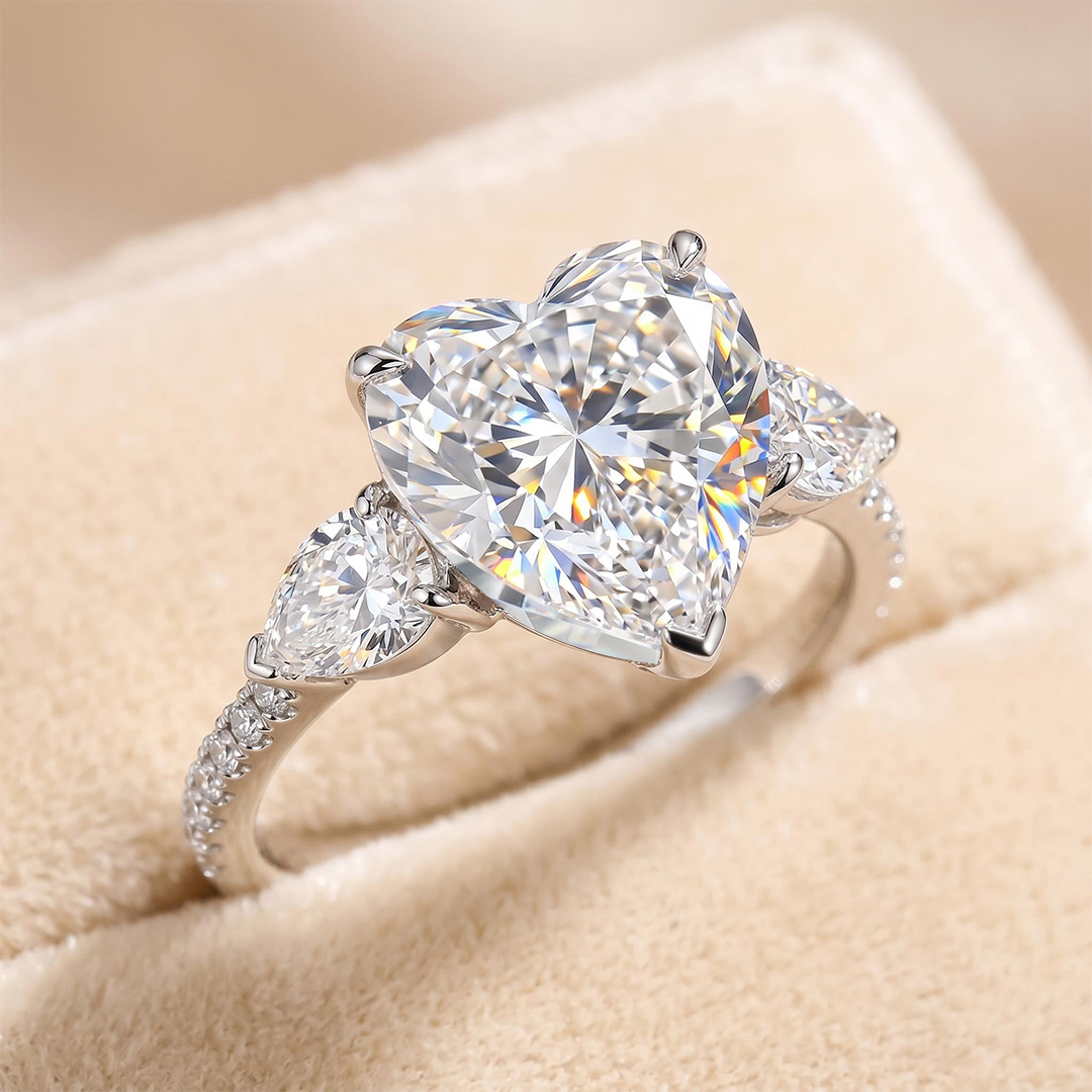  3-Stones Forever Love Heart Cut S925 Silver Ring