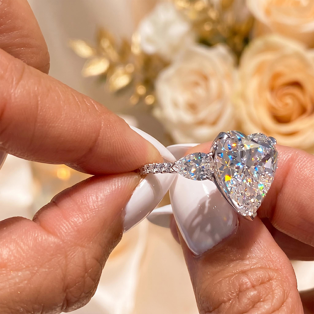  3-Stones Forever Love Heart Cut S925 Silver Ring