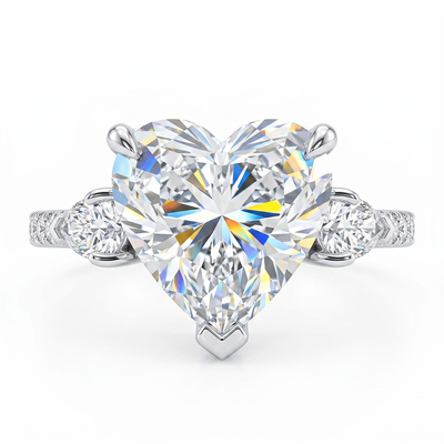  3-Stones Forever Love Heart Cut S925 Silver Ring