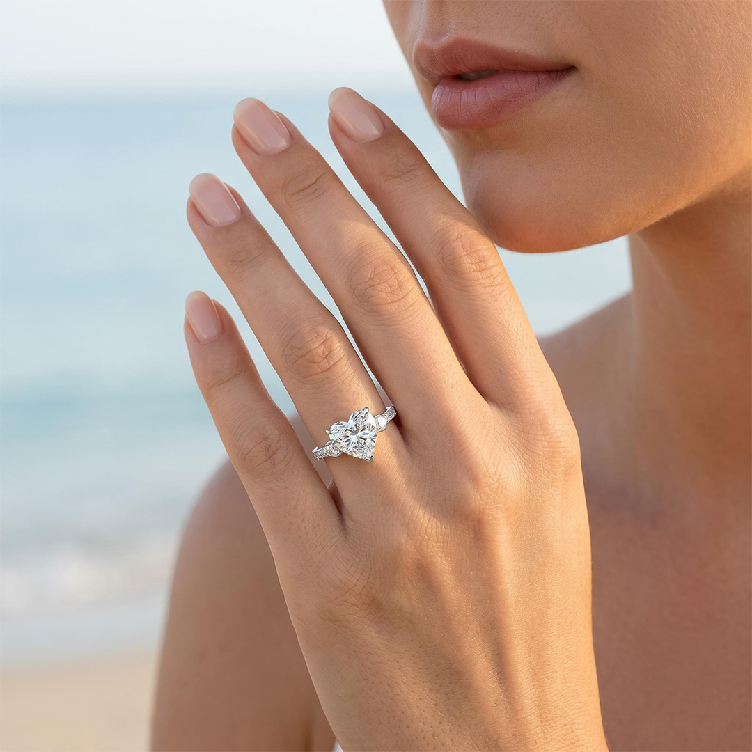  3-Stones Forever Love Heart Cut S925 Silver Ring
