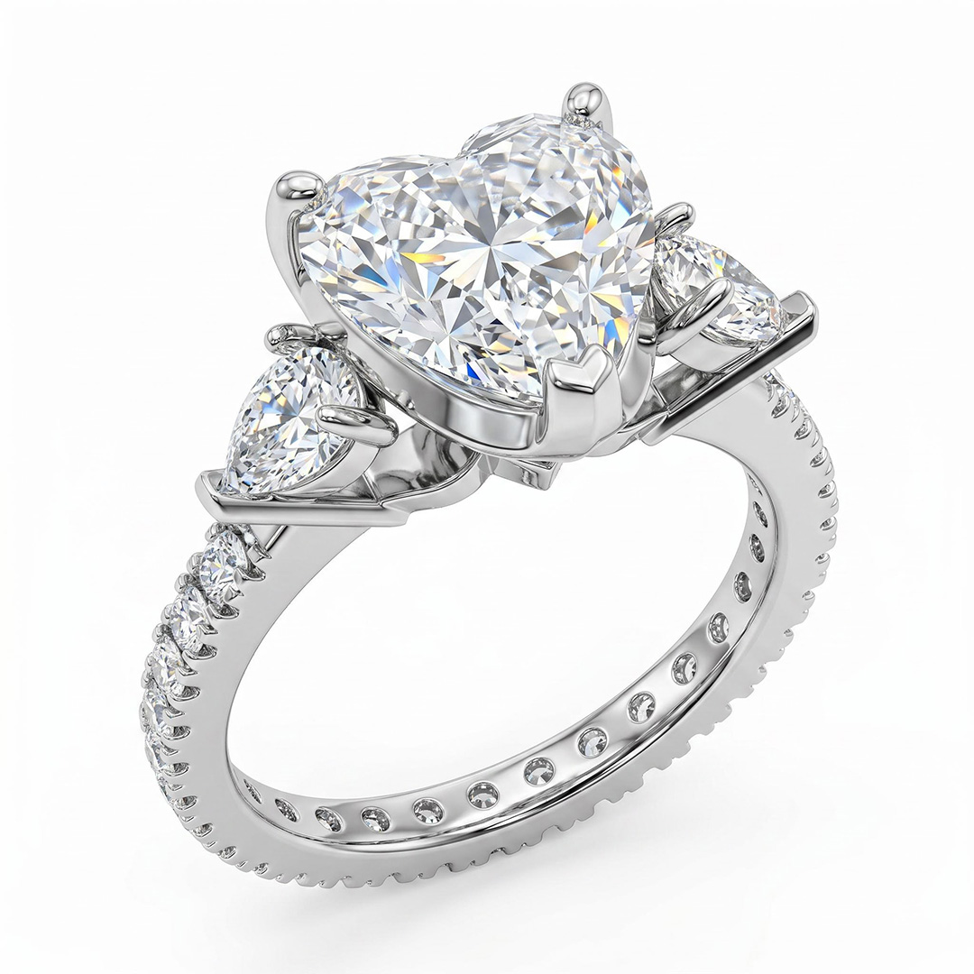 3-Stones Forever Love Heart Cut S925 Silver Ring