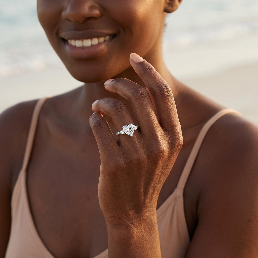  3-Stones Forever Love Heart Cut S925 Silver Ring