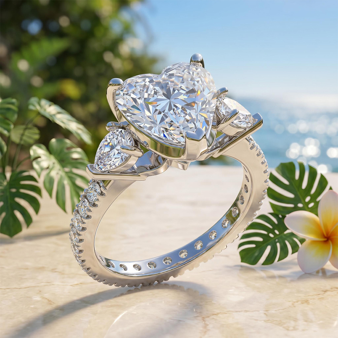  3-Stones Forever Love Heart Cut S925 Silver Ring