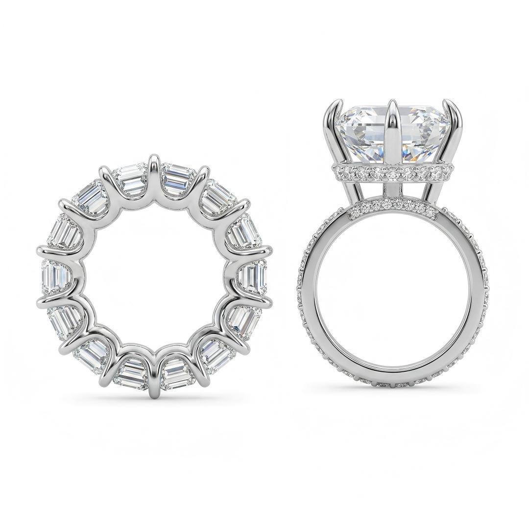 53.42 ct.tw. Luxury Emerald Cut Wedding Ring Set -2Pcs 53.42 ct.tw. Luxury Emerald Cut Wedding Ring Set -2Pcs