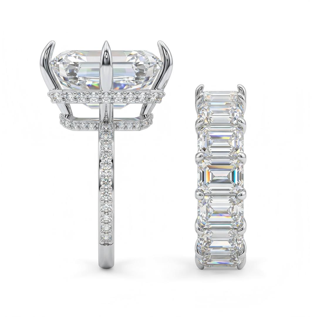 53.42 ct.tw. Luxury Emerald Cut Wedding Ring Set -2Pcs 53.42 ct.tw. Luxury Emerald Cut Wedding Ring Set -2Pcs