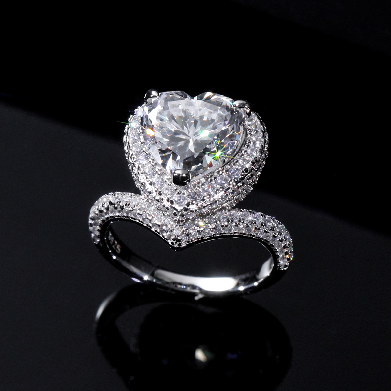 Eternity Heart Cut Halo Engagement Ring in S925 Silver Eternity Heart Cut Halo Engagement Ring in S925 Silver