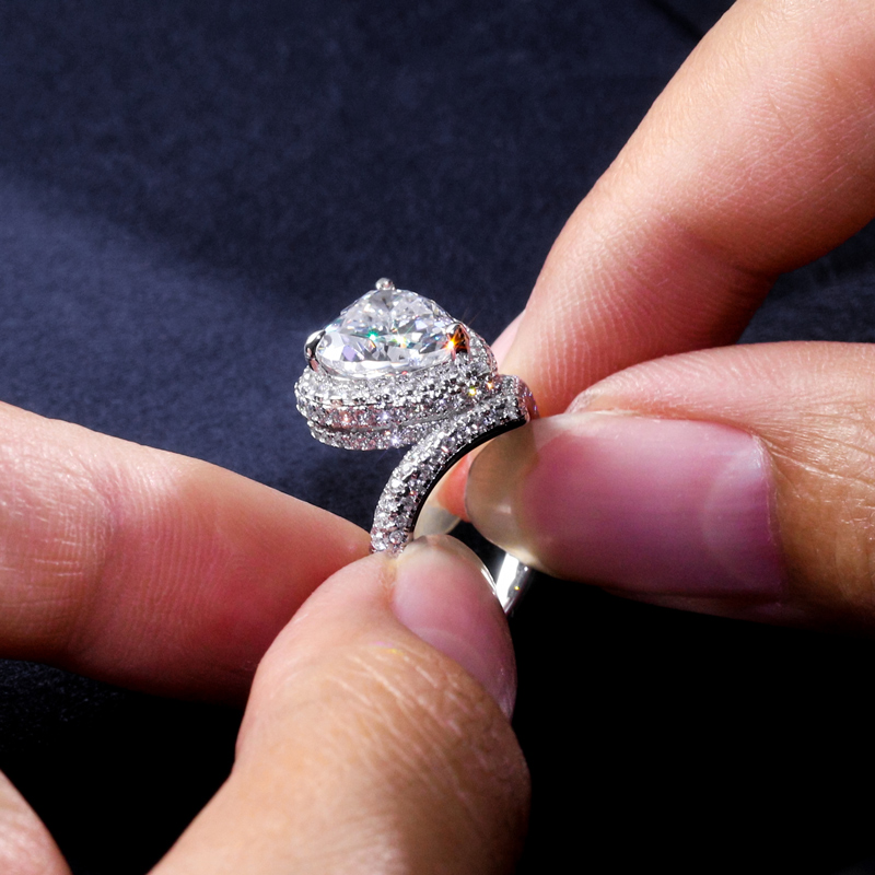 Eternity Heart Cut Halo Engagement Ring in S925 Silver Eternity Heart Cut Halo Engagement Ring in S925 Silver