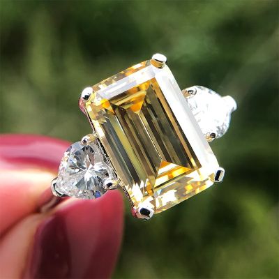 3-Stone Emerald Cut S925 Sterling Silver Engagement Ring