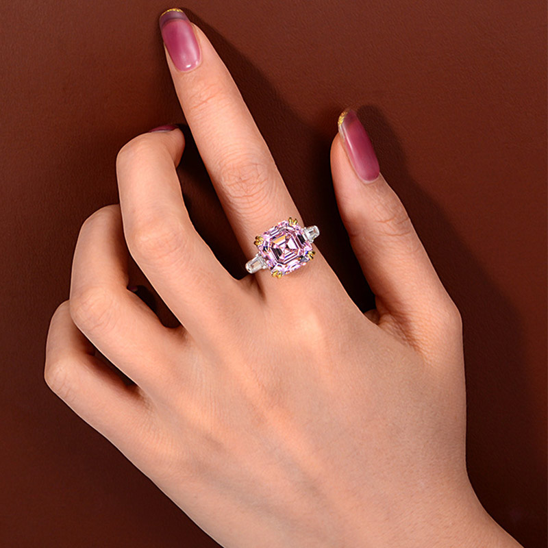 Dazzling Asscher Cut S925 Silver Engagement Ring