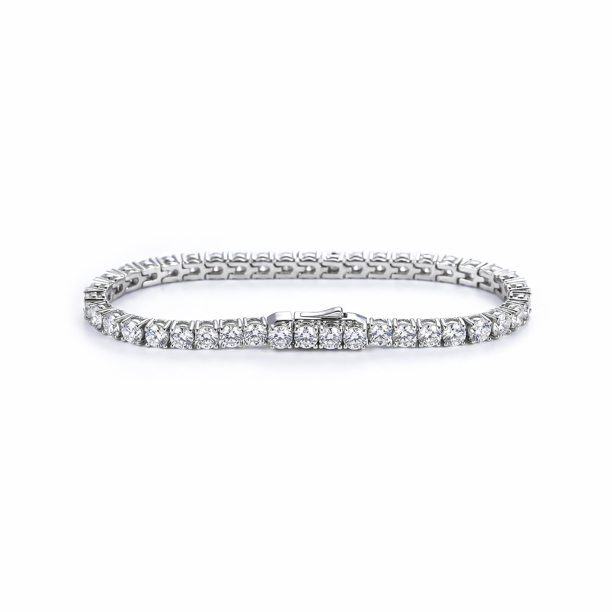 Iced Round Cut Tennis Bracelet in S925 Silver