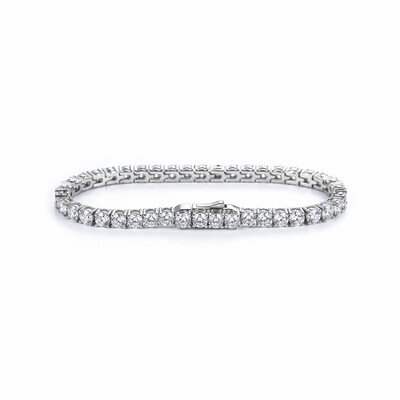 Iced Round Cut Tennis Bracelet in S925 Silver