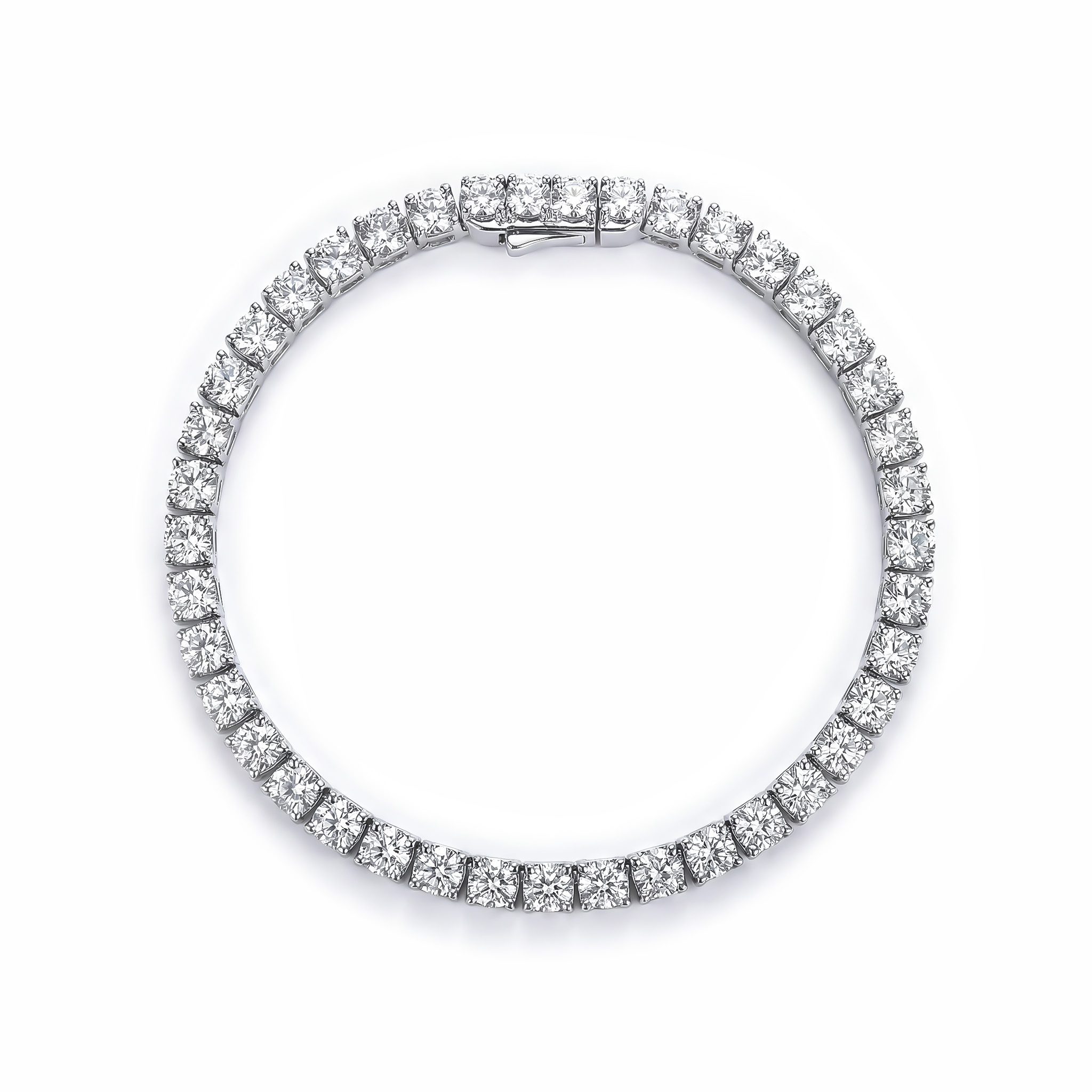 Iced Round Cut Tennis Bracelet in S925 Silver