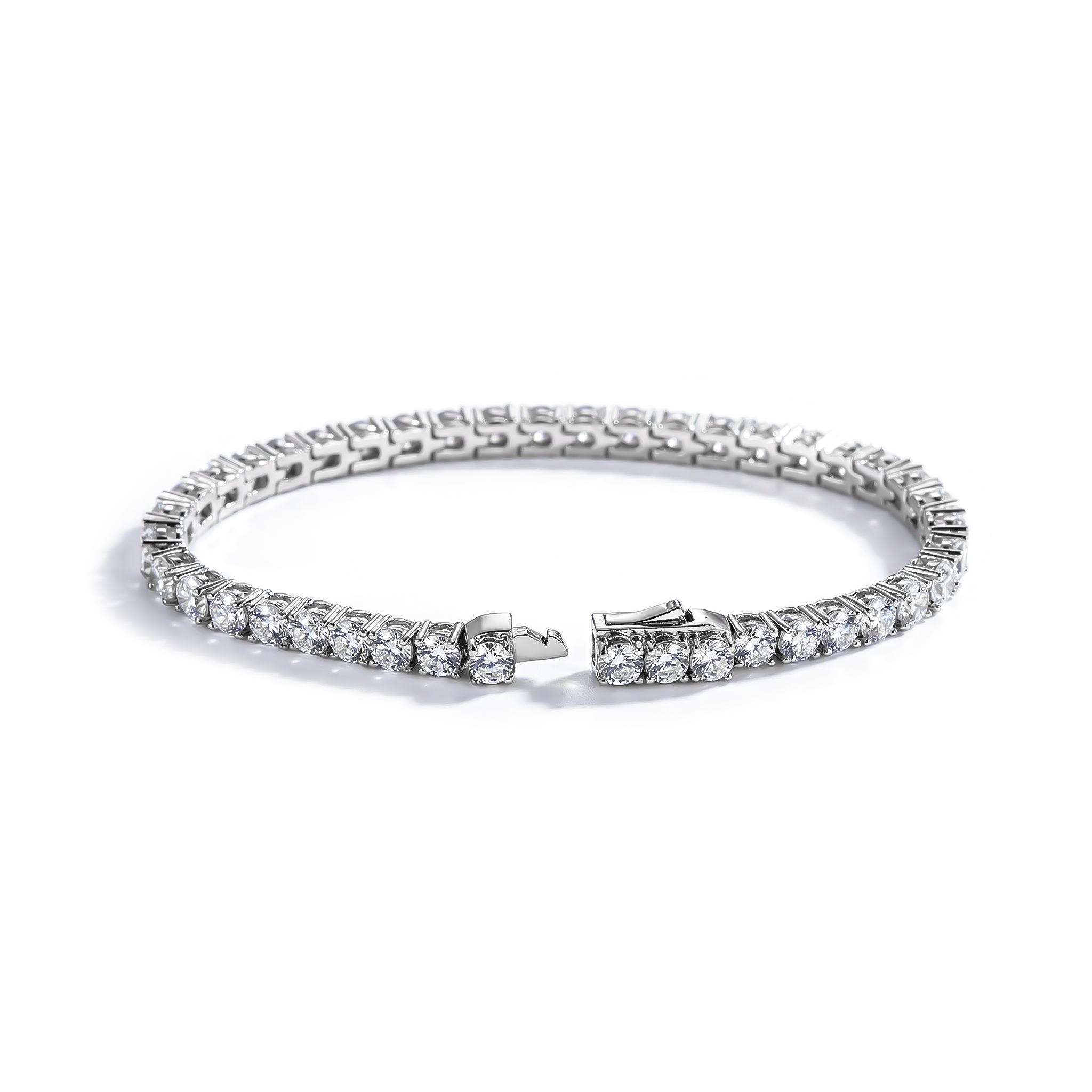 Iced Round Cut Tennis Bracelet in S925 Silver