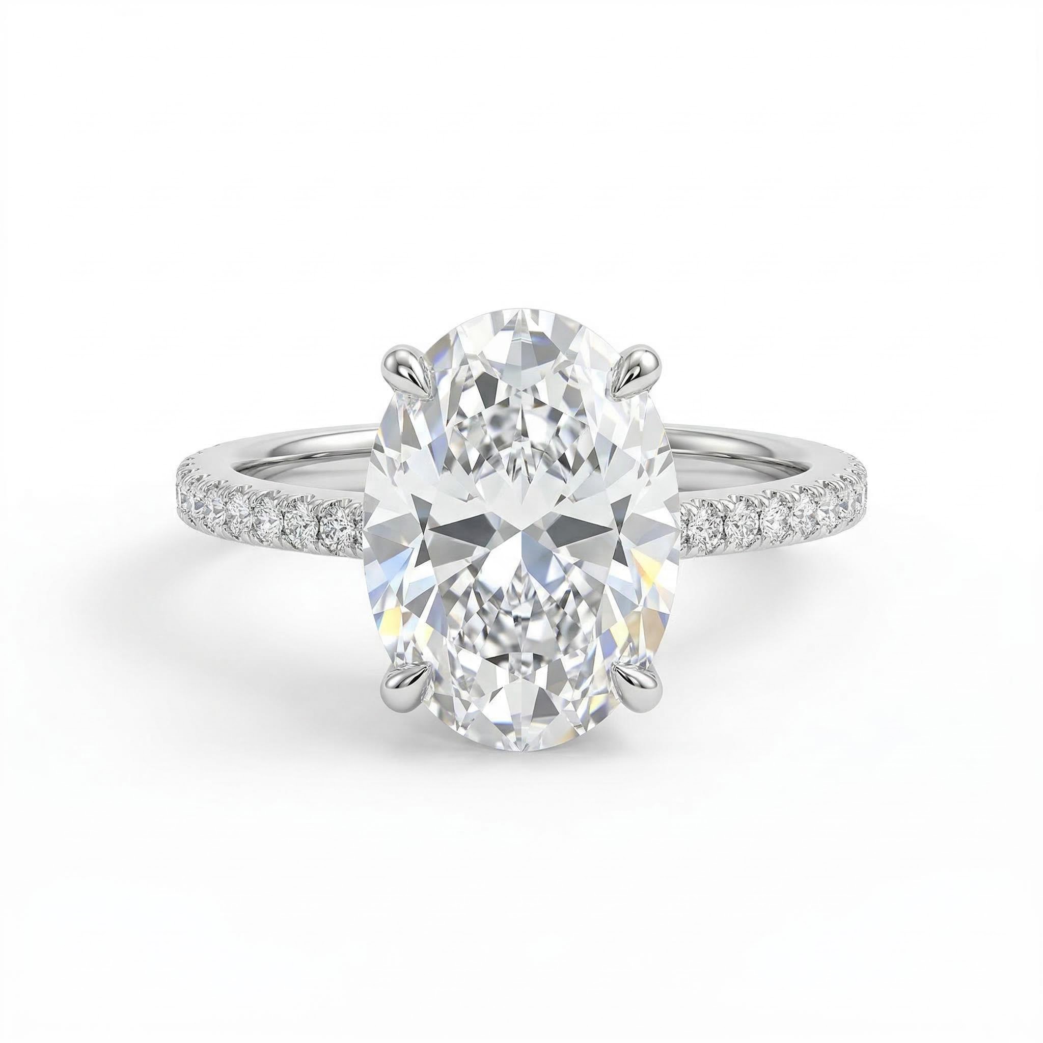  Refined Oval Cut Halo Ring Set