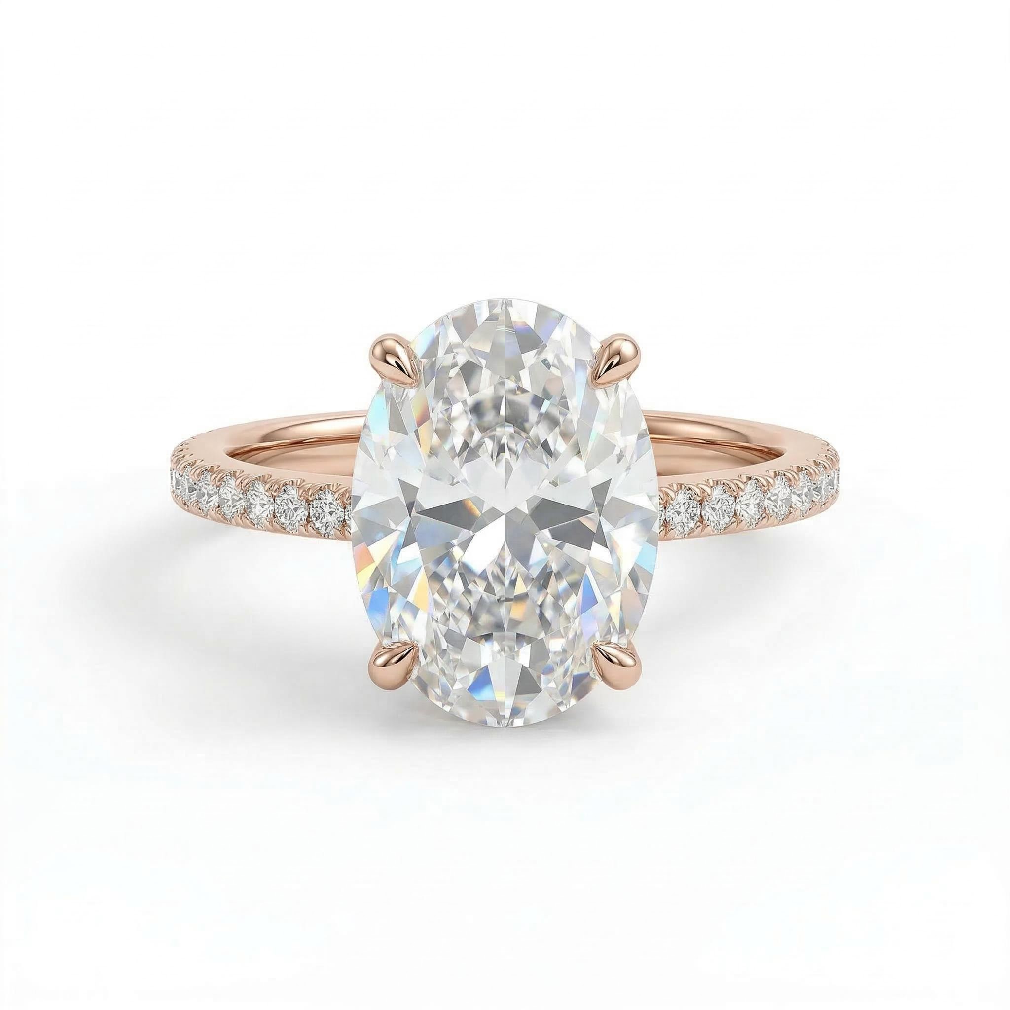  Refined Oval Cut Halo Ring Set