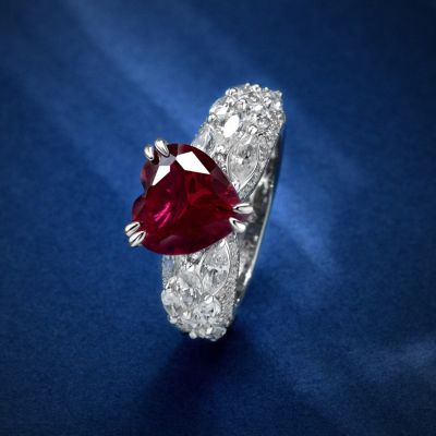 Ruby Heart Cut Engagement Ring