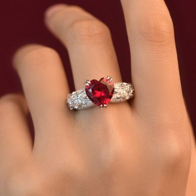 Ruby Heart Cut Engagement Ring