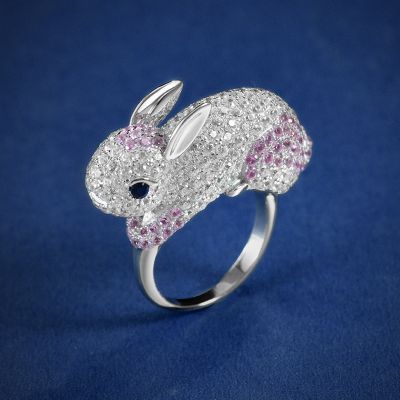 Iced Rabbit Ring in S925 Sterling Silver