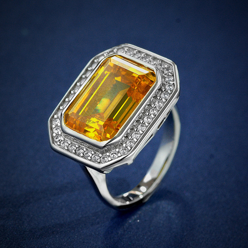 Gold Yellow Emerald Cut Ring