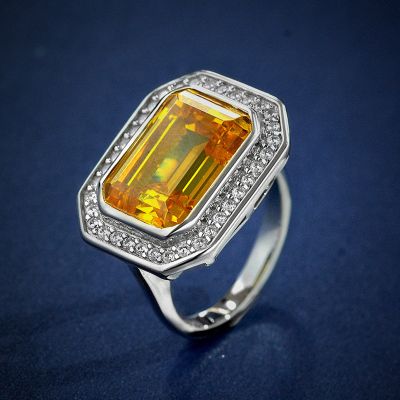 Gold Yellow Emerald Cut Ring