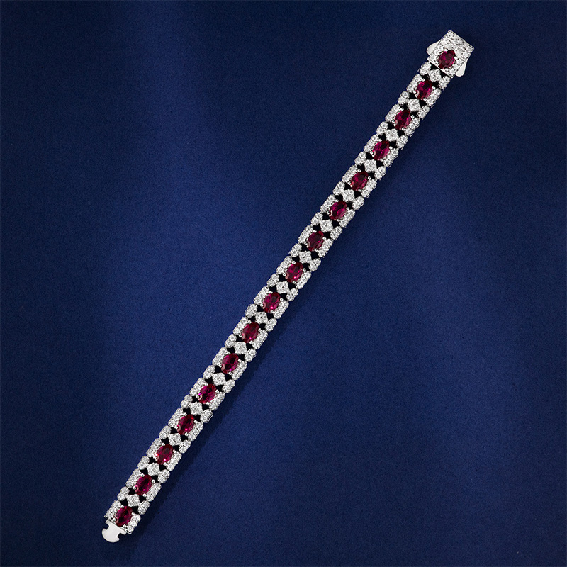  Iced Ruby Oval Cut Bracelet