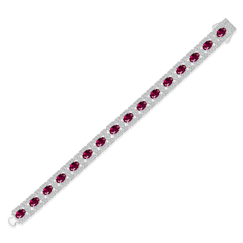  Iced Ruby Oval Cut Bracelet