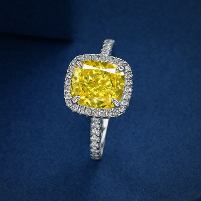Classic Fancy Yellow Cushion Cut Engagement Ring