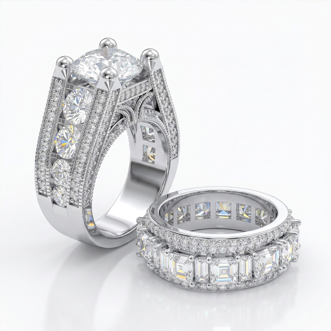 Lustrous Round Cut Engagement Halo Sterling Silver Ring Set Lustrous Round Cut Engagement Halo Sterling Silver Ring Set