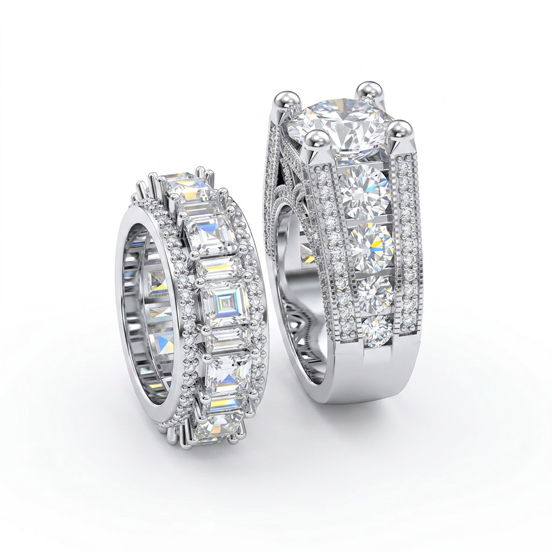 Lustrous Round Cut Engagement Halo Sterling Silver Ring Set Lustrous Round Cut Engagement Halo Sterling Silver Ring Set