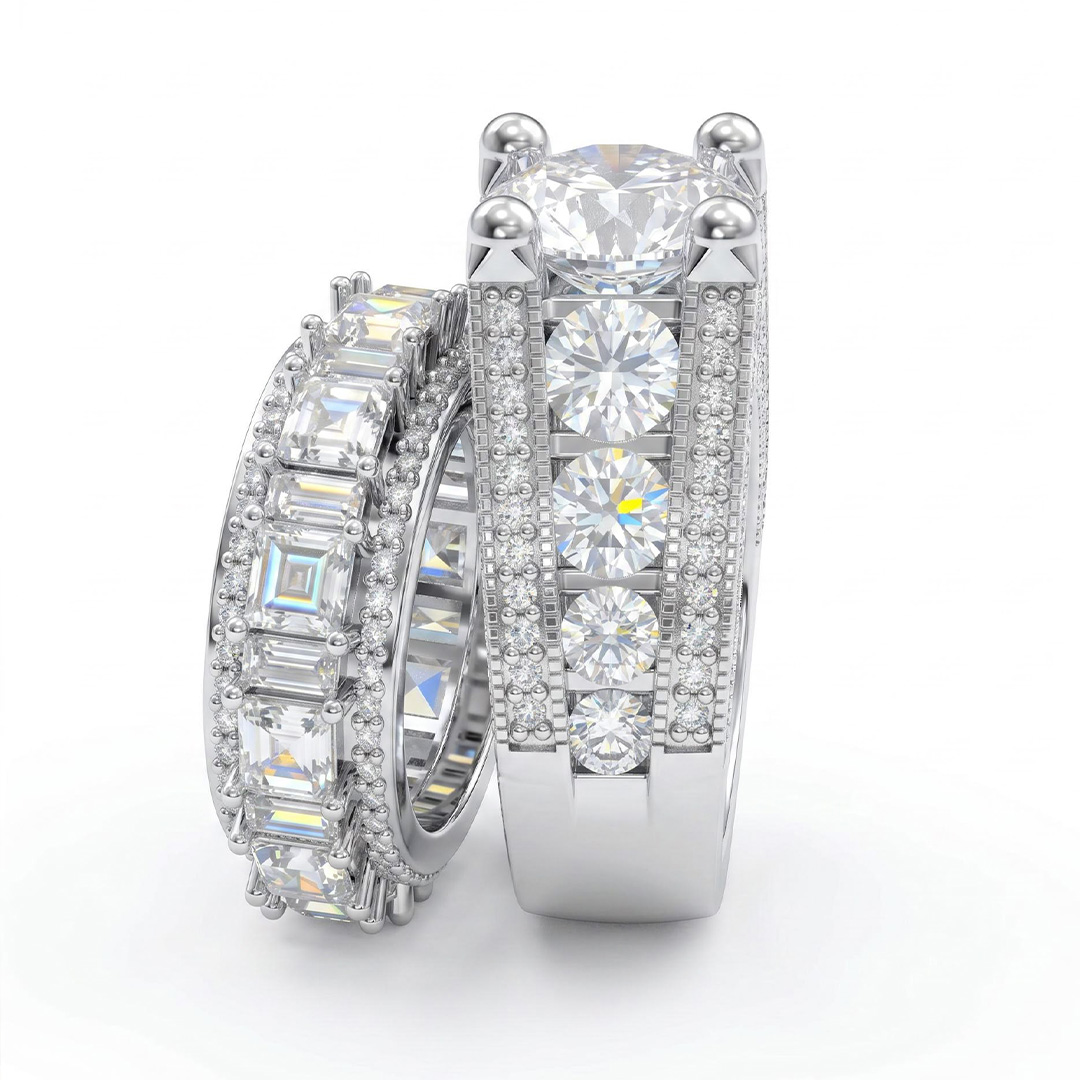 Lustrous Round Cut Engagement Halo Sterling Silver Ring Set Lustrous Round Cut Engagement Halo Sterling Silver Ring Set