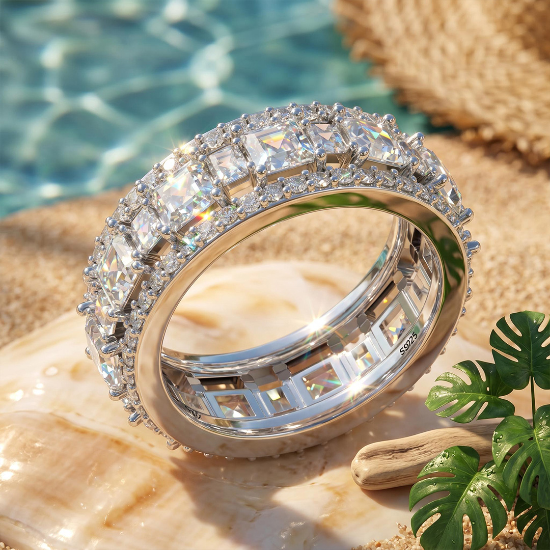 Lustrous Round Cut Engagement Halo Sterling Silver Ring Set Lustrous Round Cut Engagement Halo Sterling Silver Ring Set