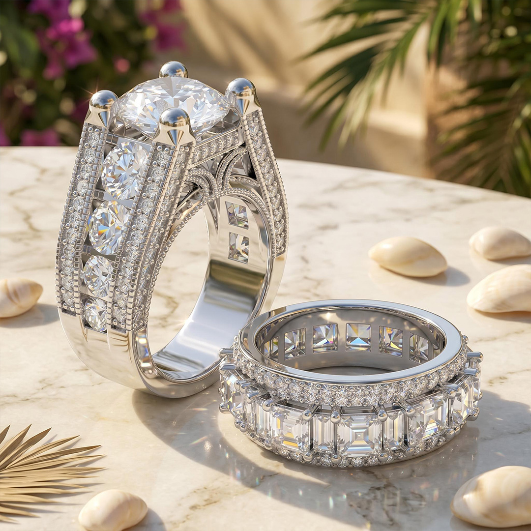 Lustrous Round Cut Engagement Halo Sterling Silver Ring Set Lustrous Round Cut Engagement Halo Sterling Silver Ring Set