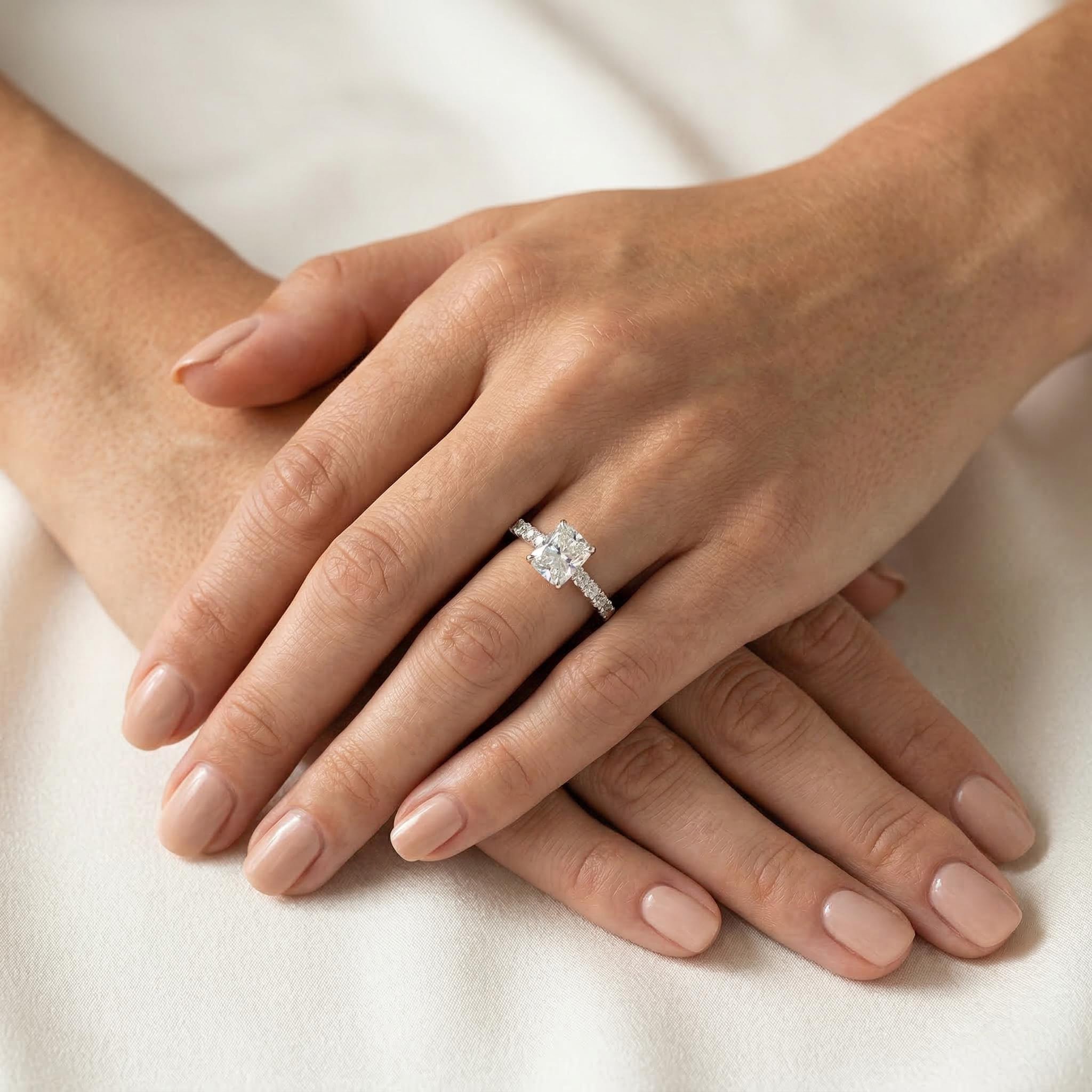 Glowing Radiant Cut Halo Engagement Ring