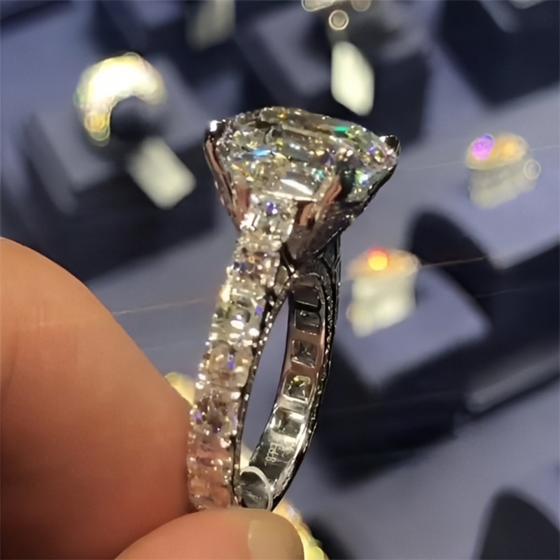 Iced 5.0 CT Asscher Cut Engagement Ring