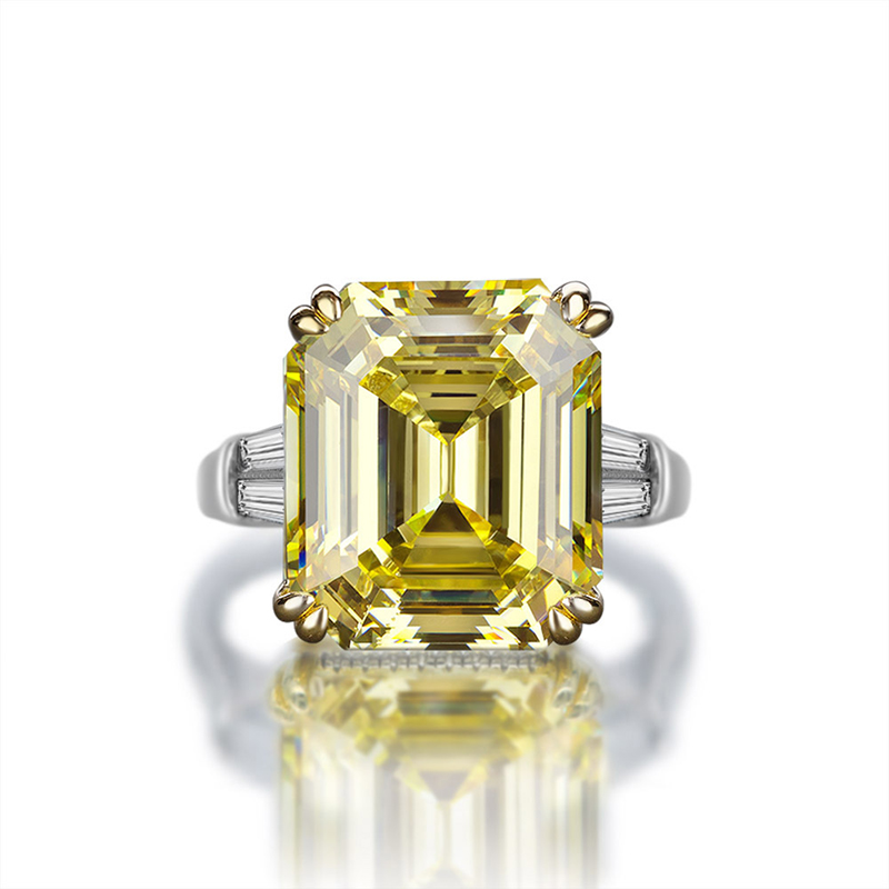 Elegant 15Ct Emerald Cut Sterling Silver Engagement Ring