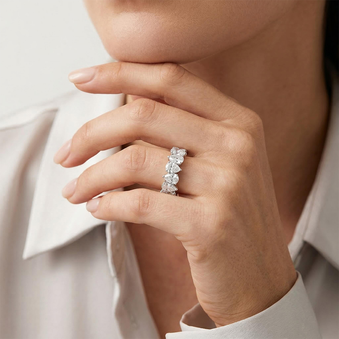  Alternating Pear Cut Eternity Band