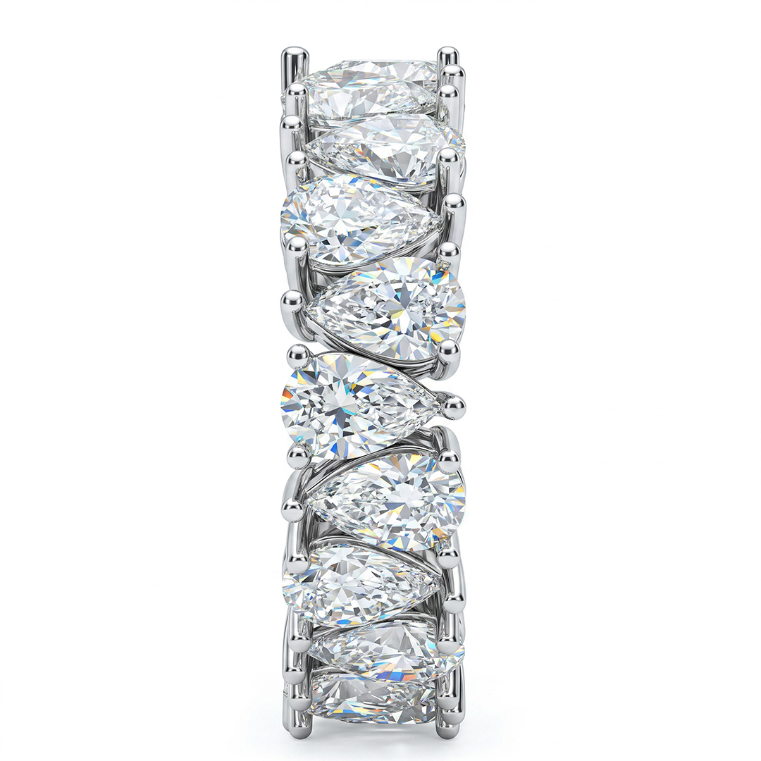 7.6CT Alternating Pear Cut Eternity Band