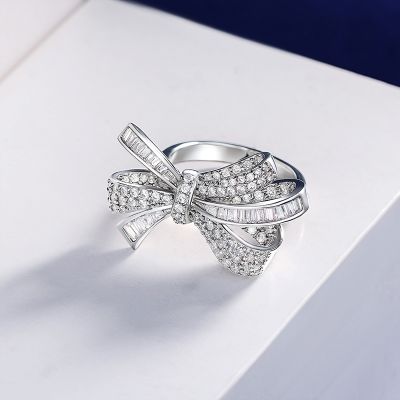 Micro Paved Bowknot Sterling Silver Ring