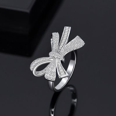 Micro Paved Bowknot Sterling Silver Ring