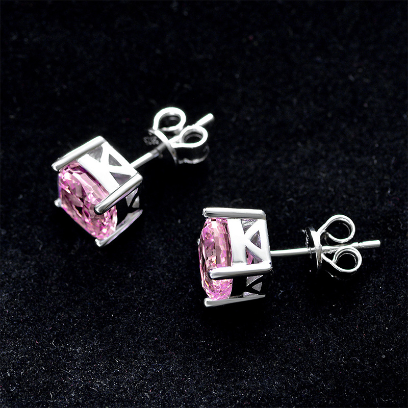 Enchanted Pink/Blue/ Cushion Cut Sterling Silver Stud Earring