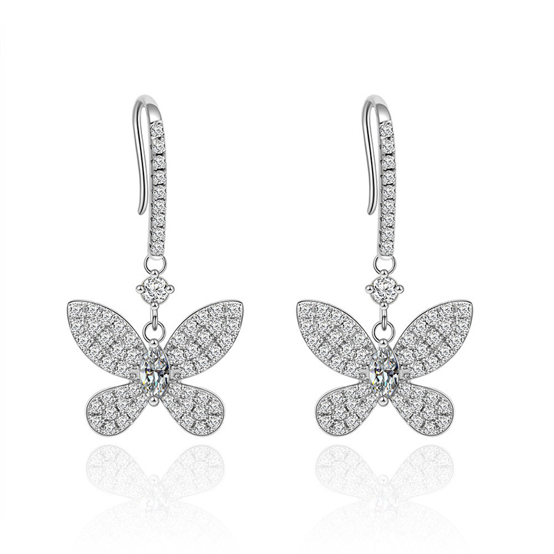 Delicate Butterfly Dangle Earring in Sterling Silver Delicate Butterfly Dangle Earring in Sterling Silver