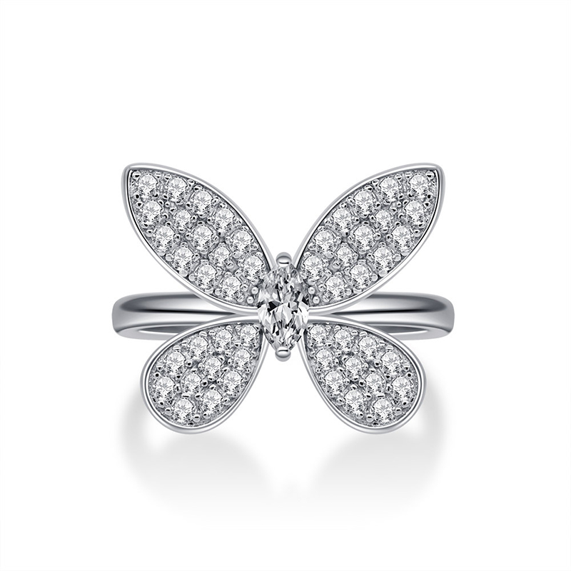 Delicate Butterfly Marquise Cut Ring in 925 Sterling Silver