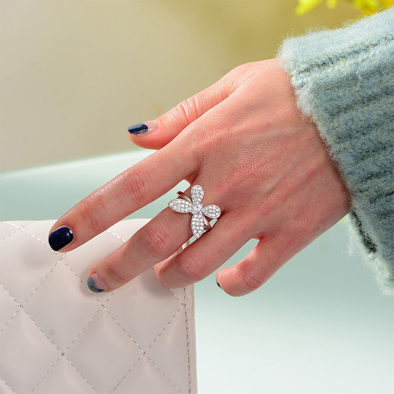 Delicate Butterfly Marquise Cut Ring in 925 Sterling Silver