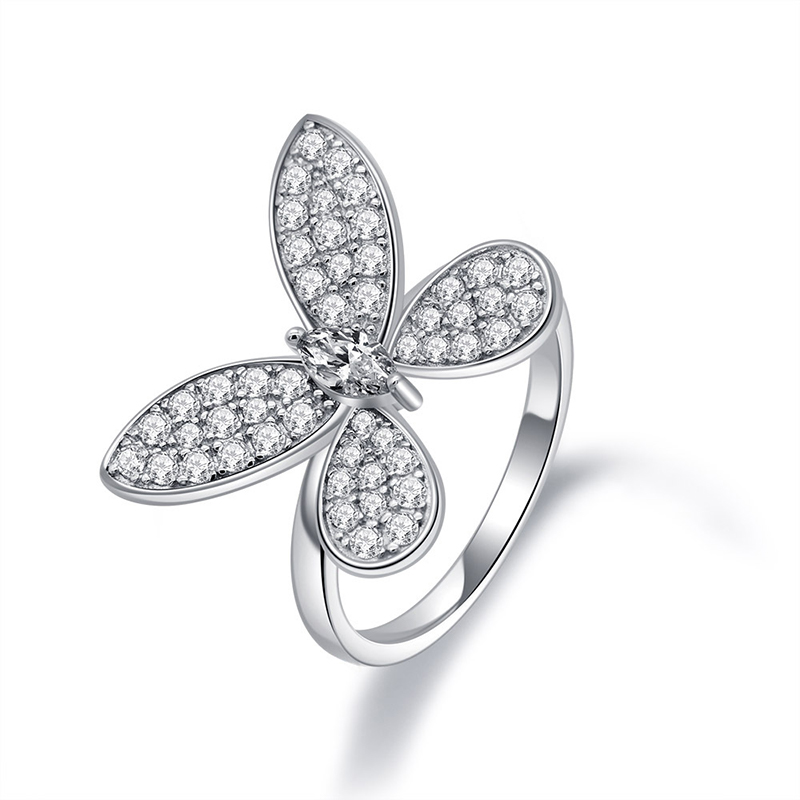 Delicate Butterfly Marquise Cut Ring in 925 Sterling Silver