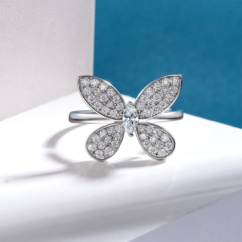 Delicate Butterfly Marquise Cut Ring in 925 Sterling Silver