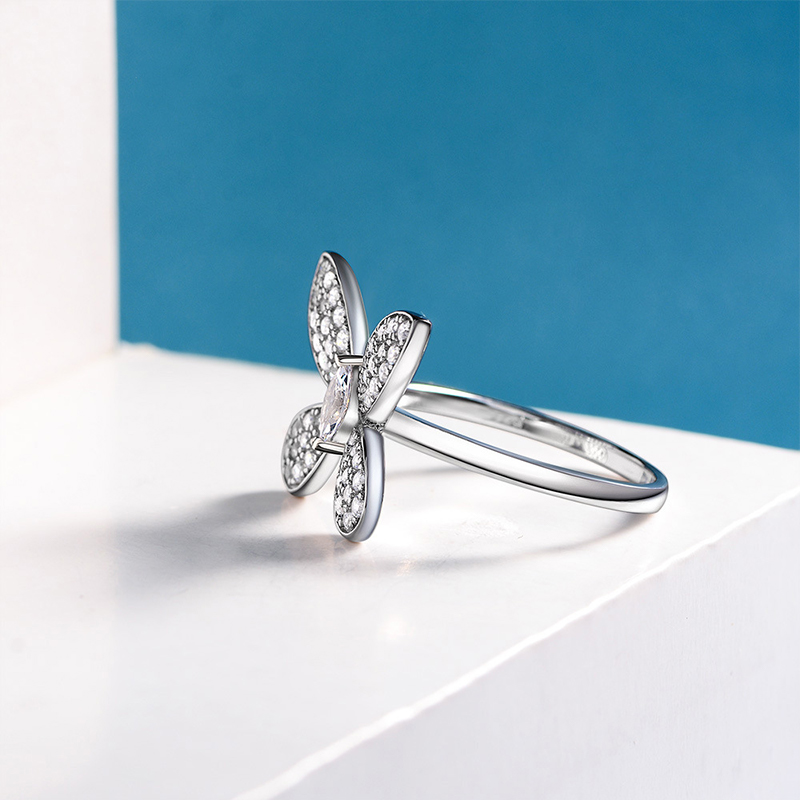 Delicate Butterfly Marquise Cut Ring in 925 Sterling Silver