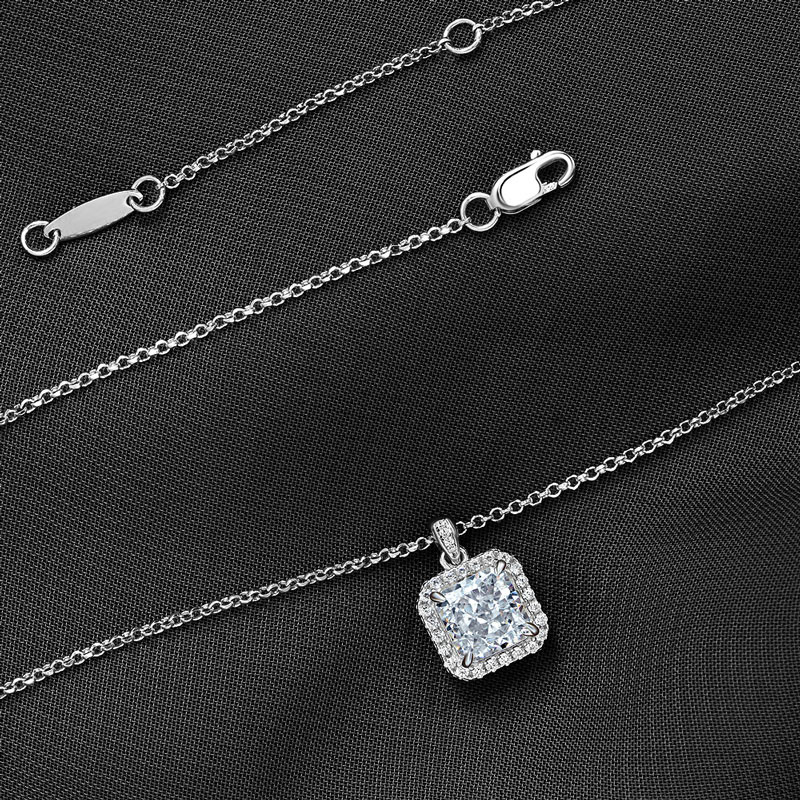 Refined Radiant Cut Sterling Silver Necklace
